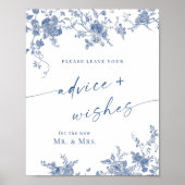 Victoriaans Dusty Blue Franse tuin Advies & wensen Poster (Voorkant)