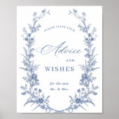 Victoriaans Dusty Blue Franse tuin Advies & wensen Poster (Voorkant)