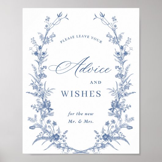 Victoriaans Dusty Blue Franse tuin Advies & wensen Poster (Voorkant)