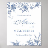 Victoriaans Dusty Blue Franse tuin Advies & wensen Poster (Voorkant)