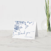 Victoriaans Dusty Blue Franse Tuin Bloemen Huwelij Bedankkaart (Voorkant)