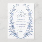 Victoriaans Dusty Blue Franse Tuin Bloemen Huwelij Briefkaart (Voorkant)