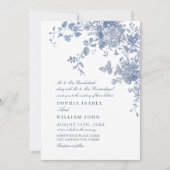 Victoriaans Dusty Blue Franse Tuin Bloemen Huwelij Kaart (Voorkant)