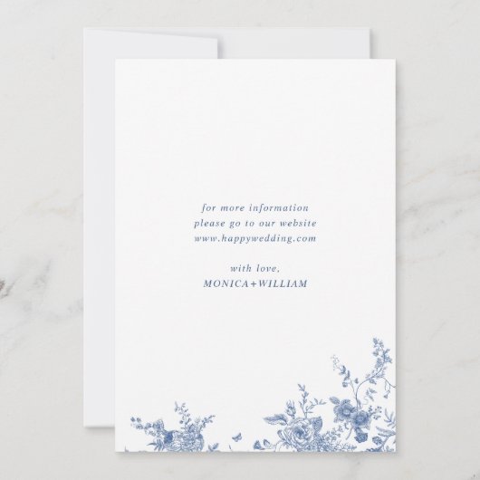 Victoriaans Dusty Blue Franse Tuin Bloemen Huwelij Kaart (Achterkant)