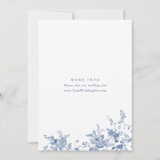 Victoriaans Dusty Blue Franse Tuin Bloemen Huwelij Kaart (Achterkant)