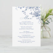 Victoriaans Dusty Blue Franse Tuin Bloemen Huwelij Menu (Staand voorkant)