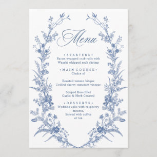 Victoriaans Dusty Blue Franse Tuin Bloemen Huwelij Menu