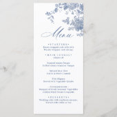 Victoriaans Dusty Blue Franse Tuin Bloemen Huwelij Menu (Voorkant)