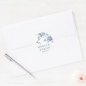 Victoriaans Dusty Blue Franse Tuin Bloemen Huwelij Ronde Sticker (Envelop)