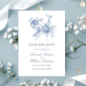 Victoriaans Dusty Blue Franse Tuin Bloemen Huwelij Save The Date