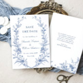 Victoriaans Dusty Blue Franse Tuin Bloemen Huwelij Save The Date