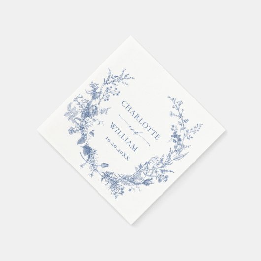 Victoriaans Dusty Blue Franse Tuin Bloemen Huwelij Servet (Hoek)