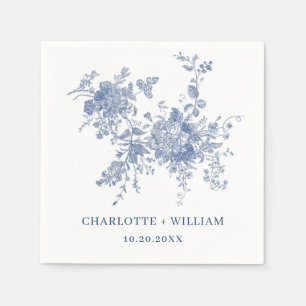 Victoriaans Dusty Blue Franse Tuin Bloemen Huwelij Servet