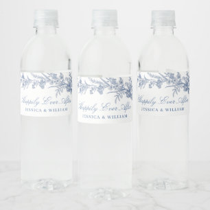 Victoriaans Dusty Blue Franse Tuin Bloemen Huwelij Waterfles Etiket