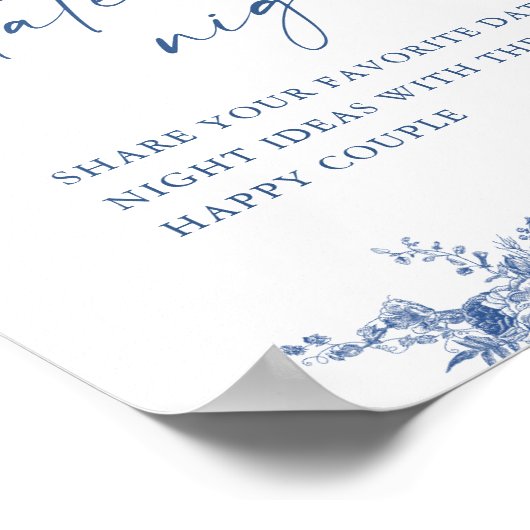 Victoriaans Dusty Blue Franse Tuin Datum Night Ide Poster (Hoek)