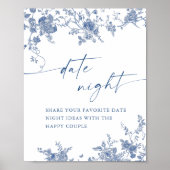 Victoriaans Dusty Blue Franse Tuin Datum Night Ide Poster (Voorkant)