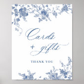 Victoriaans Dusty Blue Franse tuin Kaarten en gesc Poster (Voorkant)