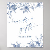 Victoriaans Dusty Blue Franse tuin Kaarten en gesc Poster (Voorkant)