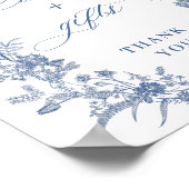 Victoriaans Dusty Blue Franse tuin Kaarten en gesc Poster (Hoek)