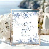 Victoriaans Dusty Blue Franse tuin Kaarten en gesc Poster