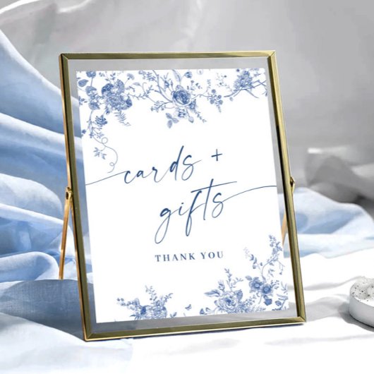 Victoriaans Dusty Blue Franse tuin Kaarten en gesc Poster