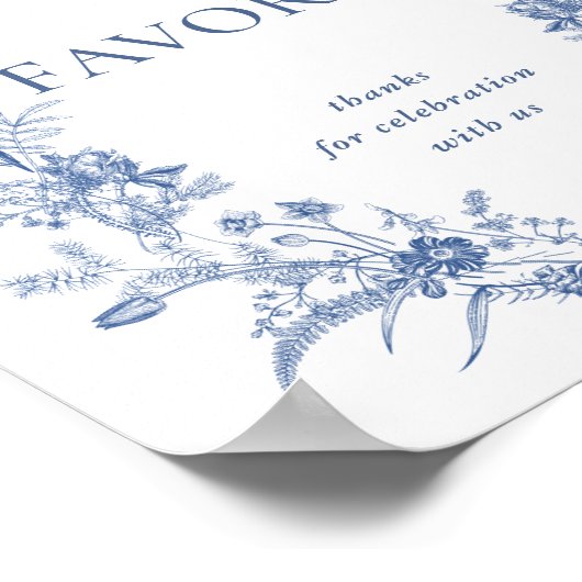 Victoriaans Dusty Blue French Garden Favors Sign Poster (Hoek)