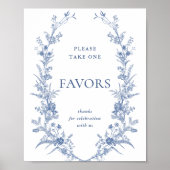 Victoriaans Dusty Blue French Garden Favors Sign Poster (Voorkant)