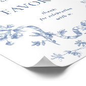 Victoriaans Dusty Blue French Garden Favors Sign Poster (Hoek)