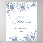 Victoriaans Dusty Blue French Garden Favors Sign Poster (Voorkant)