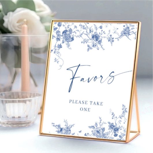 Victoriaans Dusty Blue French Garden Favors Sign Poster