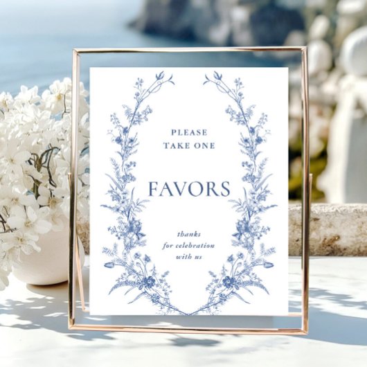 Victoriaans Dusty Blue French Garden Favors Sign Poster