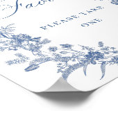 Victoriaans Dusty Blue French Garden Favors Sign Poster (Hoek)