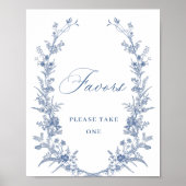 Victoriaans Dusty Blue French Garden Favors Sign Poster (Voorkant)