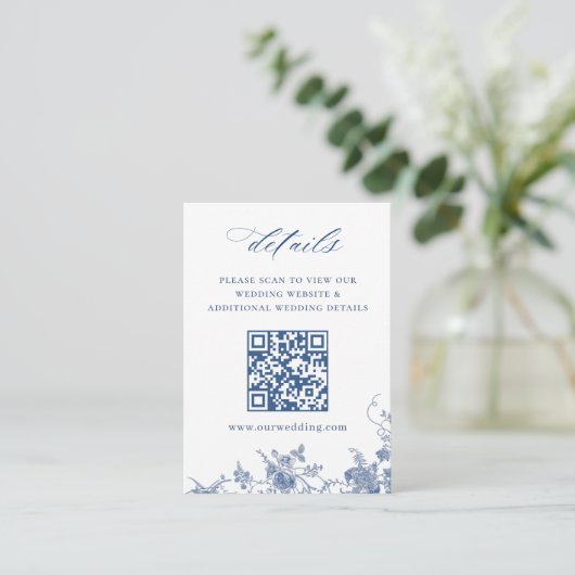 Victoriaans Dusty Blue French Garden QR code Detai Informatiekaartje (Staand voorkant)