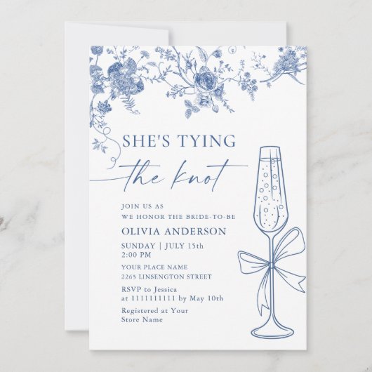 Victoriaans Dusty Blue French Garden VRIJGEZELLENF Kaart (Voorkant)