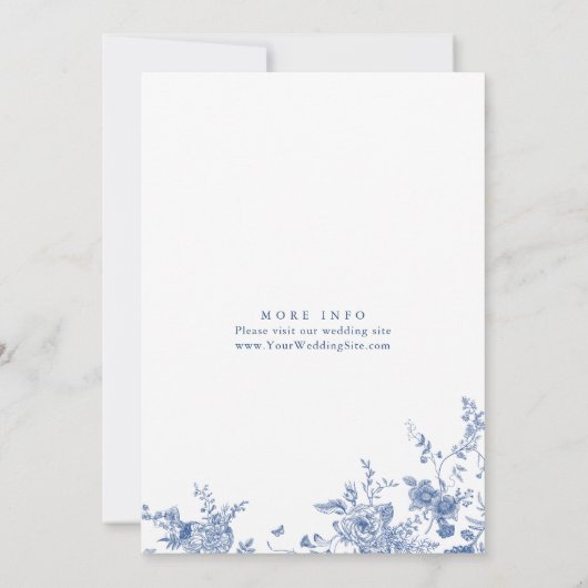 Victoriaans Dusty Blue French Garden VRIJGEZELLENF Kaart (Achterkant)