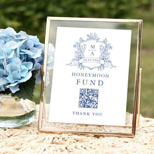 Victoriaans Dusty Blue Honeymoon Fund Poster