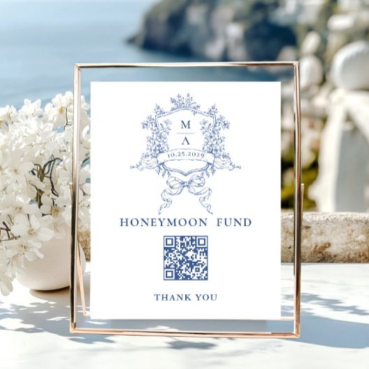 Victoriaans Dusty Blue Honeymoon Fund Poster