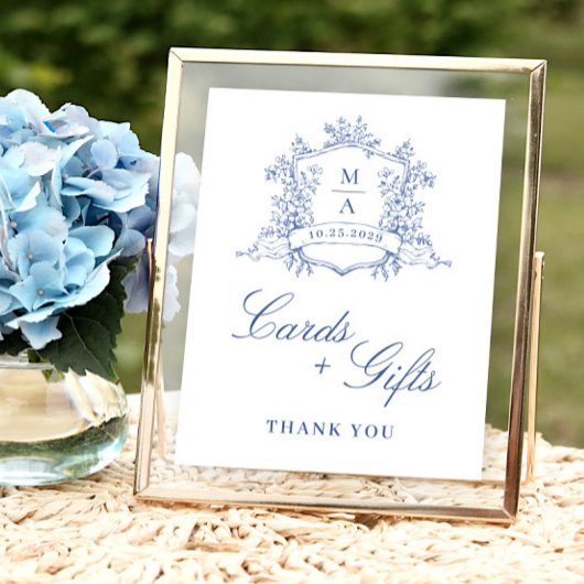 Victoriaans Dusty Blue Kaarten en geschenken Poster