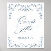 Victoriaans  Dusty Blue Kaarten en geschenken Poster (Voorkant)