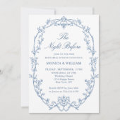 Victoriaans Dusty Blue Repetitie Diner QR-code Kaart (Voorkant)