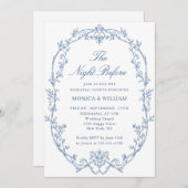 Victoriaans Dusty Blue Repetitie Diner QR-code Kaart (Voorkant / Achterkant)