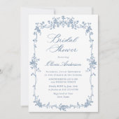 Victoriaans  Dusty Blue Vrijgezellenfeest QR-code Kaart (Voorkant)