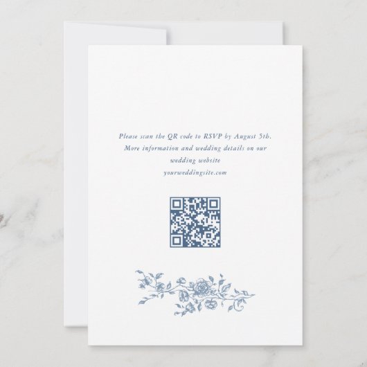 Victoriaans  Dusty Blue Vrijgezellenfeest QR-code Kaart (Achterkant)