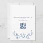 Victoriaans Dusty Blue Vrijgezellenfeest QR-code Kaart (Achterkant)