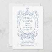 Victoriaans  Dusty Blue Vrijgezellenfeest QR-code Kaart (Voorkant)