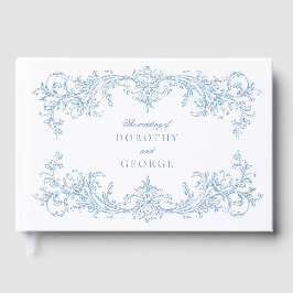 Victoriaans Dusty Blue Wedding Guest Book Gastenboek