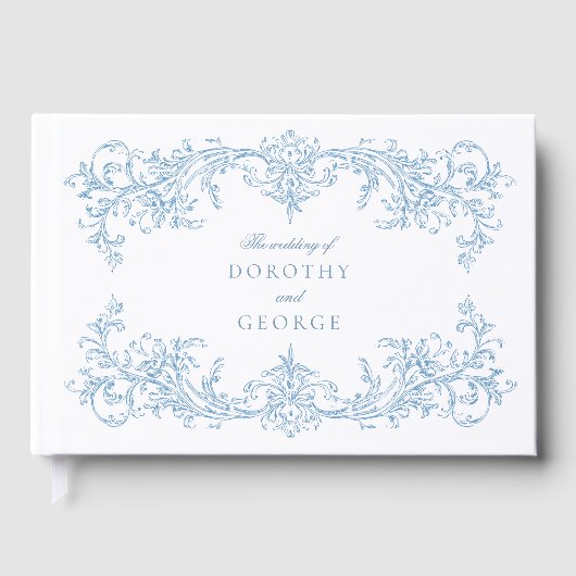 Victoriaans Dusty Blue Wedding Guest Book Gastenboek (Voorkant)