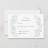 Victoriaans Dusty Blue Wedding RSVP Kaartje (Voorkant)
