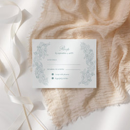 Victoriaans Dusty Blue Wedding RSVP Kaartje